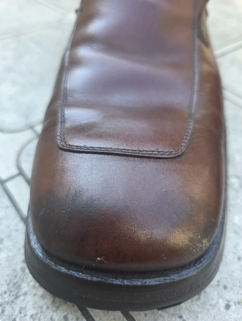 Gucci Vintage Brown Leather Square Toe Loafers Slip-On DressShoes Mens US 11.5 M